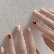 

Ins Sweet Style False Nails Nail Art Tips DIY White/Red Rose Flower Detachable Full Cover Press On Nails Short Fake Nails 24pcs