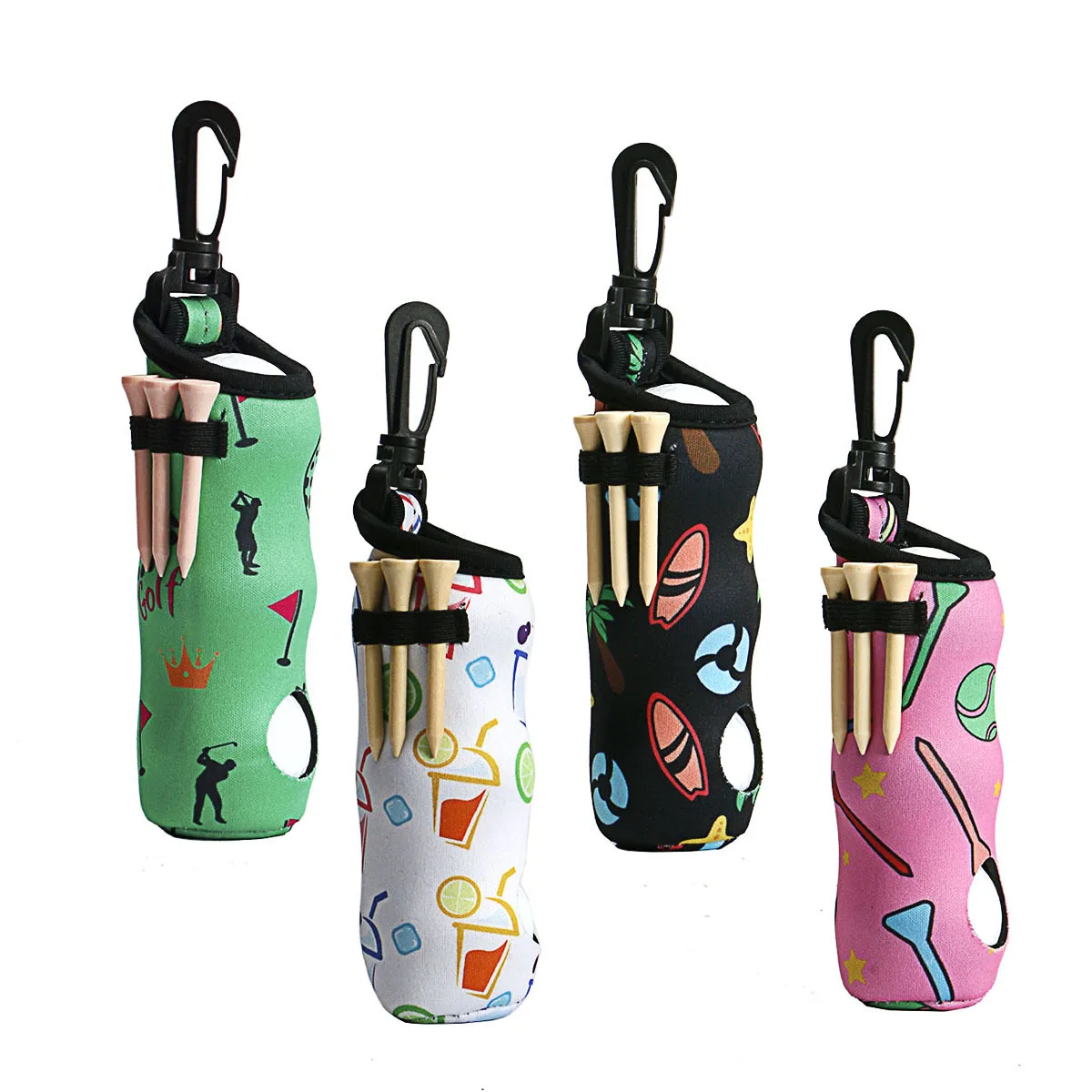 

Portable Golf Ball Waist Bag Holder, Print Golf Ball Carry Bag with Light Weight Hook, 2 Pack Golf Ball Tee Holder Pouch