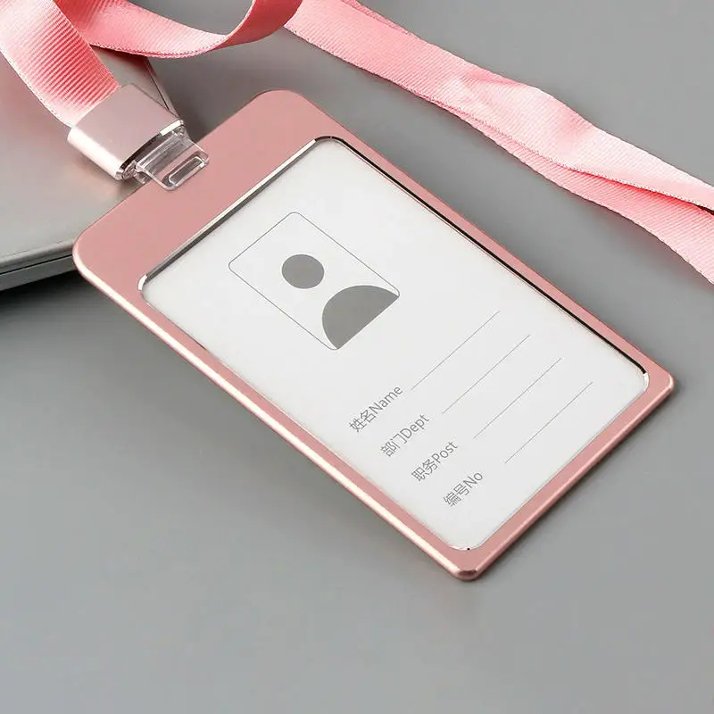 Credential Badge Holder Lanyard Office Business Meeting Visiting Hang Pass Tag Transparent ID Card Candy Color Protector Case