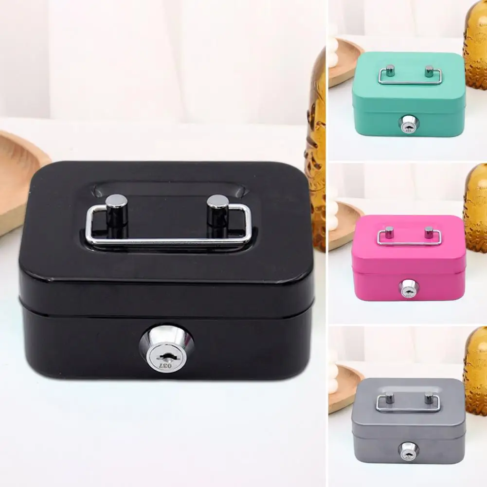 Durable Piggy Bank Piggy Bank with Key Portable Cash Box Safe Mini Money Security Lock Case for Coins Changes Storage