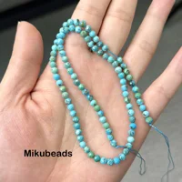 Perles rondes à facettes en Turquoise Rare naturelle, 4.2mm, amples, pour la fabrication de bijoux, collier et Bracelet, DIY, vente en gros 2