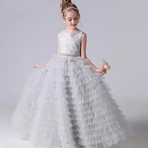 Dideyttawl Длинные вечерние платья принцессы для девочек 2023 платья для девочек с цветами в несколько рядов для свадебной вечеринки Тюлевое платье для подружки невесты