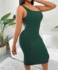 Button Front Scoop Neck Tank Dress  Sleeveless Pencil Tank Dress For Spring  Summer  Women's Clothing 5