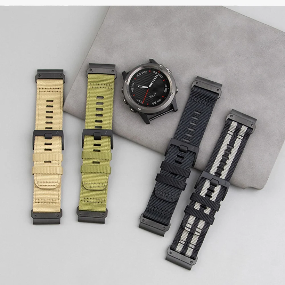 Compatible With Quickfit 22mm 26mm Garmin Watch Bands Nylon Wrist Straps For Tactix 7 Pro/Delta/Bravo/Enduro 2/Fenix 7X/6X Pro