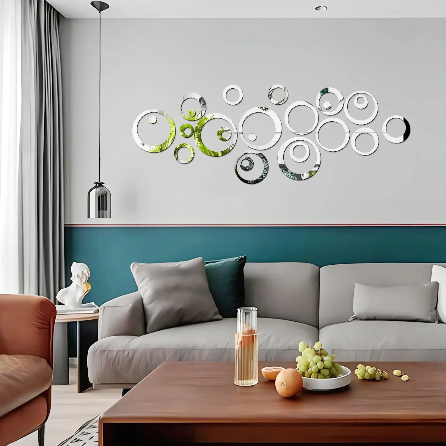 24PCS/LOT wall stickers Geometric Hollow Circle DIY Mirror 3D Living Room Bedroom Home Decoration