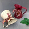 Flower Vase Bucket Bow Heart Pendant Can Farmhouse Rustic Jug For Centerpiecess Country Iron Pitcher Planter Jug-A Easy To Use 3