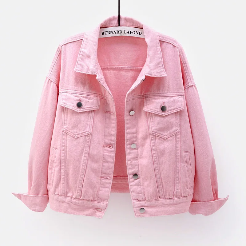 2024 Spring Summer New Color Thin Denim Coats Women Short Korean Loose Bf Long-sleeved Jackets Female Casual Solid Tops Fashion