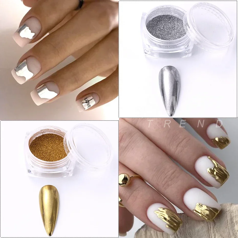 24 Colors Metallic Chrome Nail Powder Pigment Y2K Mirror Effect Rubbing On Dust UV Gel Polish DIY Flakes Manicure Accessories