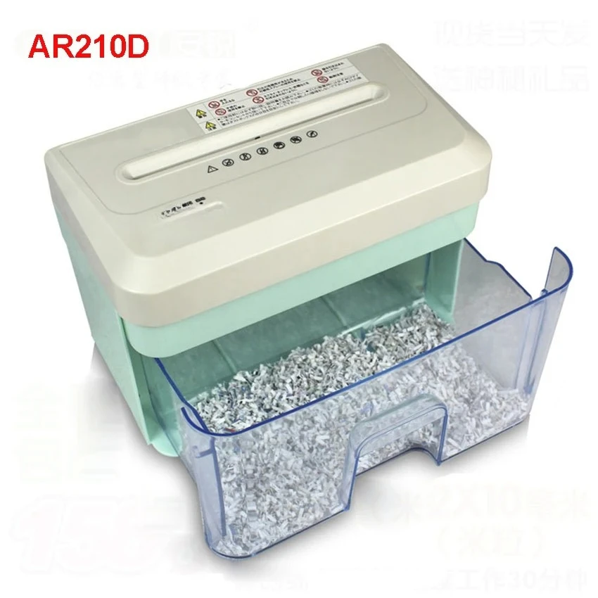AR210D 2.1L 전기 미니 파쇄기 파일 파쇄기 스트립 오피스 홈 고출력 전기 파쇄기 110-220V 종이 파쇄기 156mm