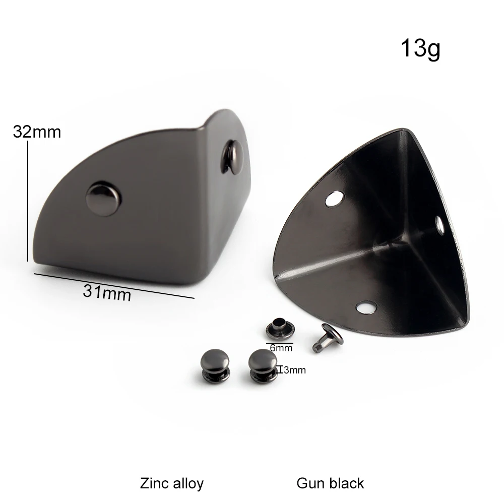 2/10/20PCS 가죽 공예 핸드백에 대 한 32x31mm 금속 삼각형 가방 코너 보호대 버클 DIY 책 사진 앨범 리벳 액세서리