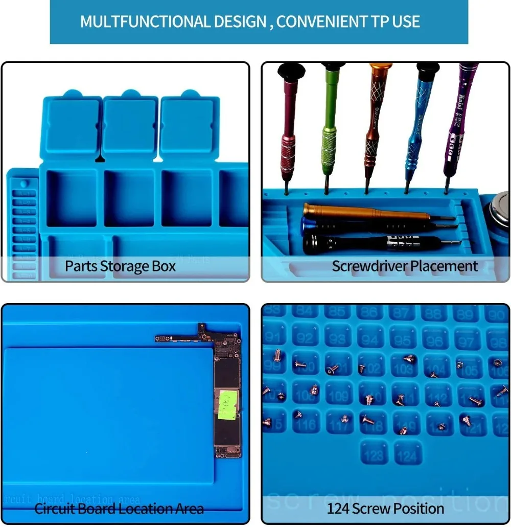 Electronic repair pad soldering station mat soldering work mat ESD Heat Resistant 932℉ Soldering Mat Job Tools Computer Phone Repair Kit Working Repair Pad Heatresistant Maintenance Platform