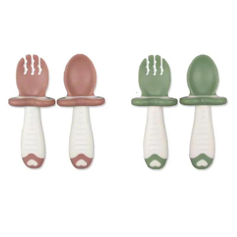 Silicone Baby Spoon Fork Set for Infant Toddler Feeding
