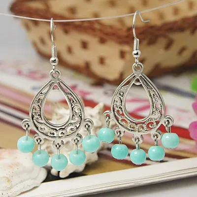 Kissitty 30 Pairs Mixed Color Antique Dangling Earring For Women Tibetan Style Chandelier Earrings Jewelry Findings Gift