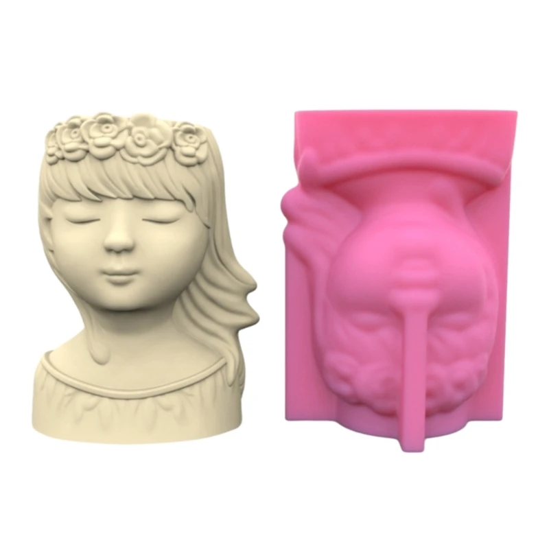 

Wreath Girls Pen Holder Silicone Molds Table Ornament Mould Plasters Making Tool Succulent Planter Mold Easy to Clean 264E