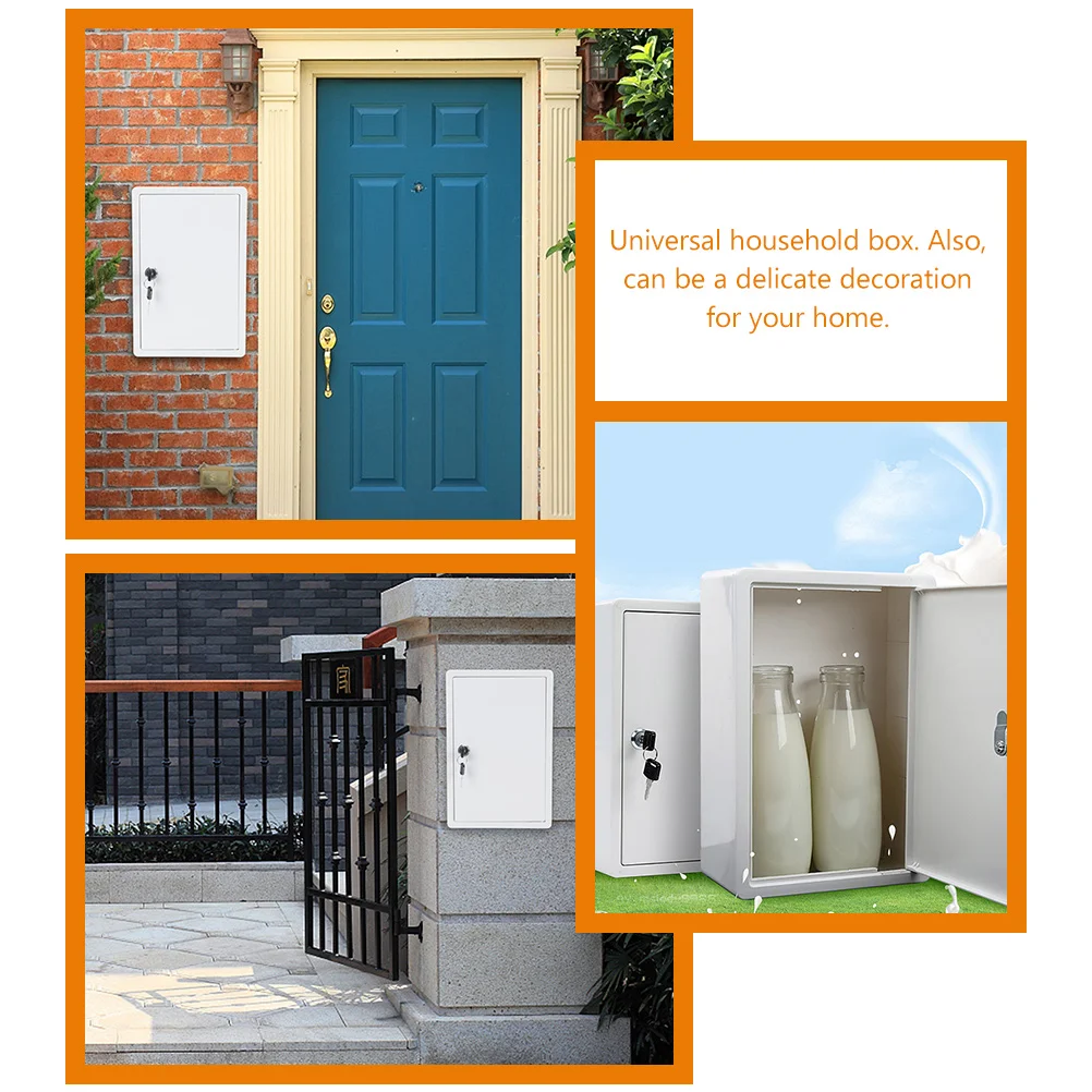 Wall Mount Locking Mailbox Milk Wall-mounted Outdoor Iron Sheet Fresh Delivery ( ) Crate with 6