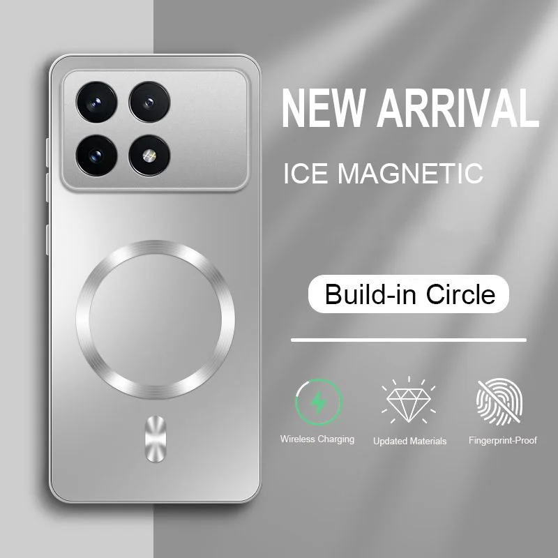 AG Magnetische Matte Silikonhülle für POCO F3 F5 F6 F7 F8 Ultra M8 X6 X7 X8 Pro Max Kabelloses Laden Stoßfeste Harte PC-Schutzhülle – Detail 1