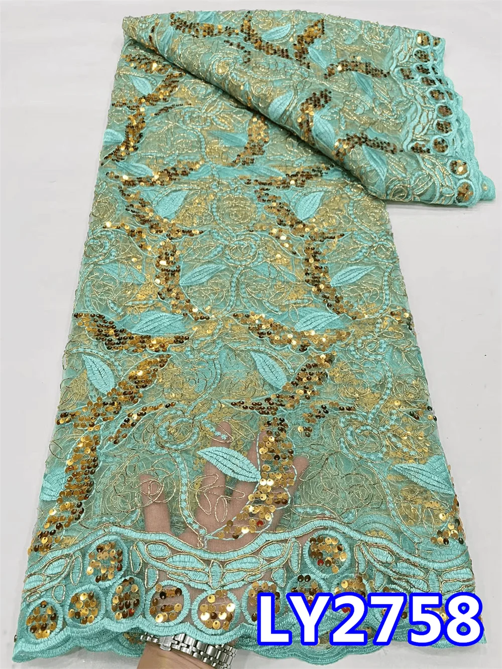 

Новая африканская Тюлевая кружевная ткань 2023, французская Высококачественная нигерийская сетчатая кружевная ткань с блестками для вечерних платьев, шитье LY2758