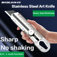 Utility Knife Box Cutter 8 In 1 Mutipurpose Stainless Steel Retractable Heavy Duty Waterproof Snap off Cutter Knife And Blades 1