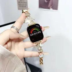 Elegant Bling Butterfly Charm Metal Bracelet Strap - Huawei Fit 5 5Pro (Gold)