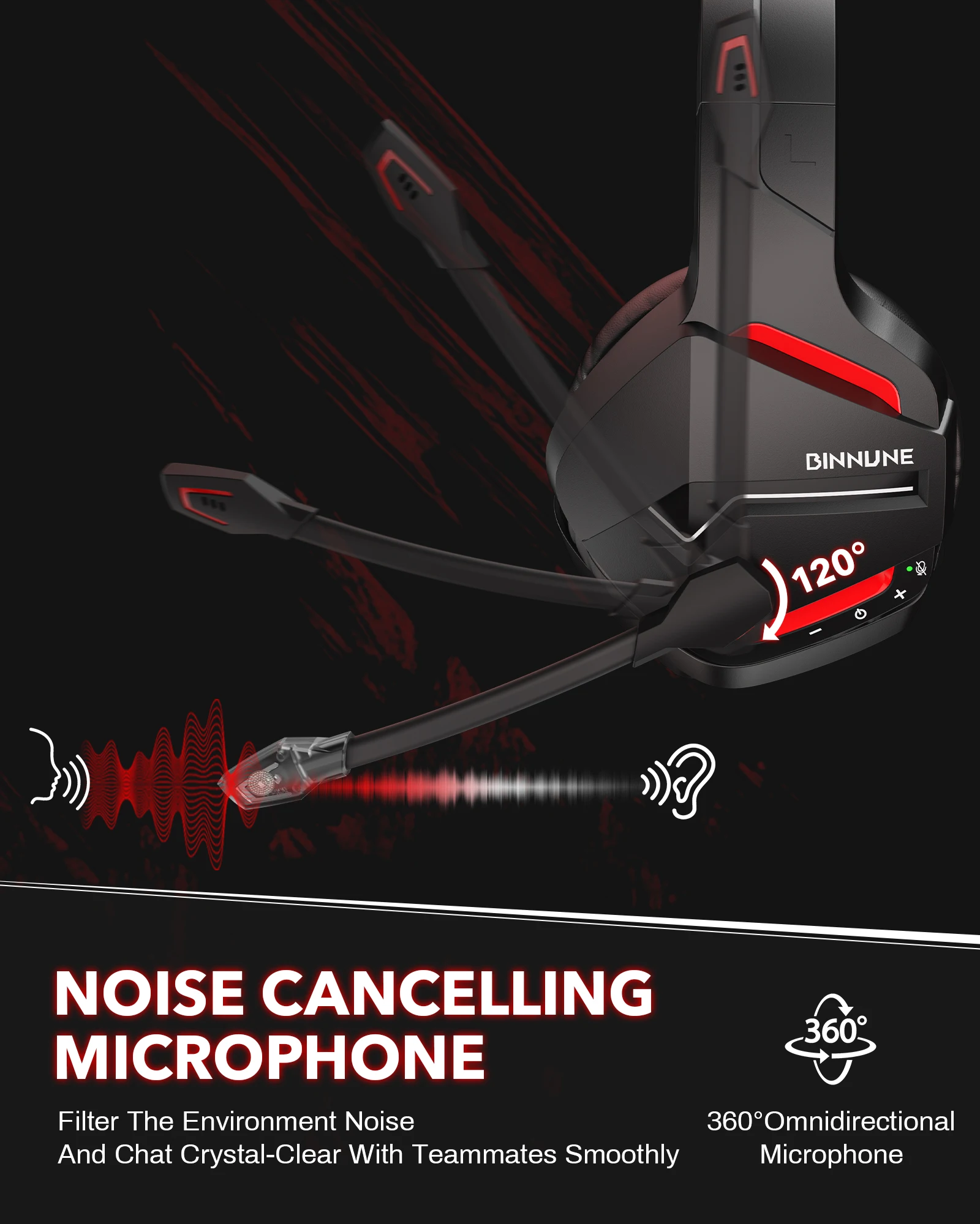 Binnune Bw01 Dual Wireless Headsets Gamer With Mic Bluetooth Gaming Headset For Pc Ps4 Ps5 Gaming Headphones For Laptop Computer, Alina Gadgets