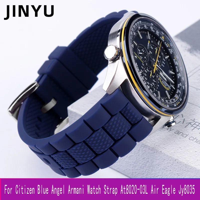 Blue Angel Watch Band Citizen At8020 Armani Cinturino In Silicone Impermeabile 22Mm 23Mm Cinturino Sportivo In Silicone Cinturino Semplice