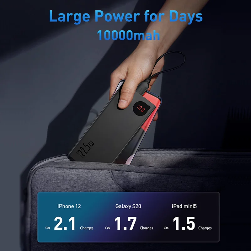Baseus 22.5W パワーバンク 10000mAh 20000mah 高速充電 iPhone