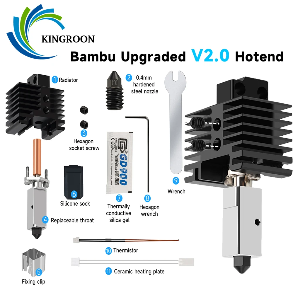 Bambu Lab P1P Hotend Bi Metal Throat Lab x1 Hotend Bi 노즐 P1P 서미스터 Bambu Hoten..