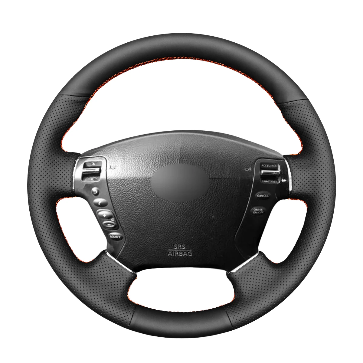 

Сшитый вручную черный чехол на руль для Nissan Fuga Top 2002-2008 Infiniti M35 2006-2010