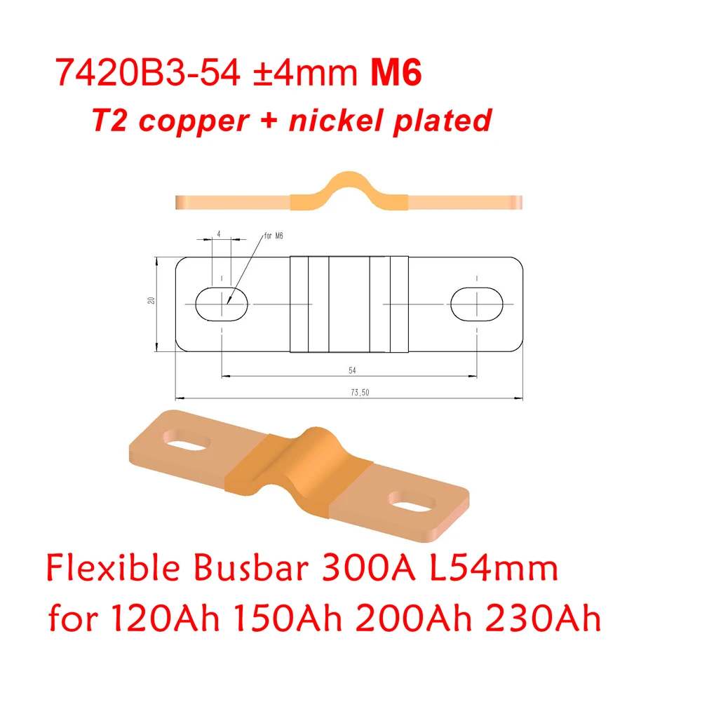 Barras colectoras flexibles de cobre para paquetes de baterías prismáticas, celdas Lifepo4 300A, bricolaje, 12V, 200Ah, 24V, 100Ah, 48V, 300Ah, costo de envío gratis