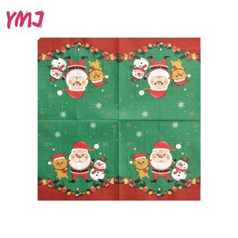 

Cartoon Santa Claus printing napkin hotel western restaurant cafe creative decoration virgin wood pulp facial tissue paper 2-ply