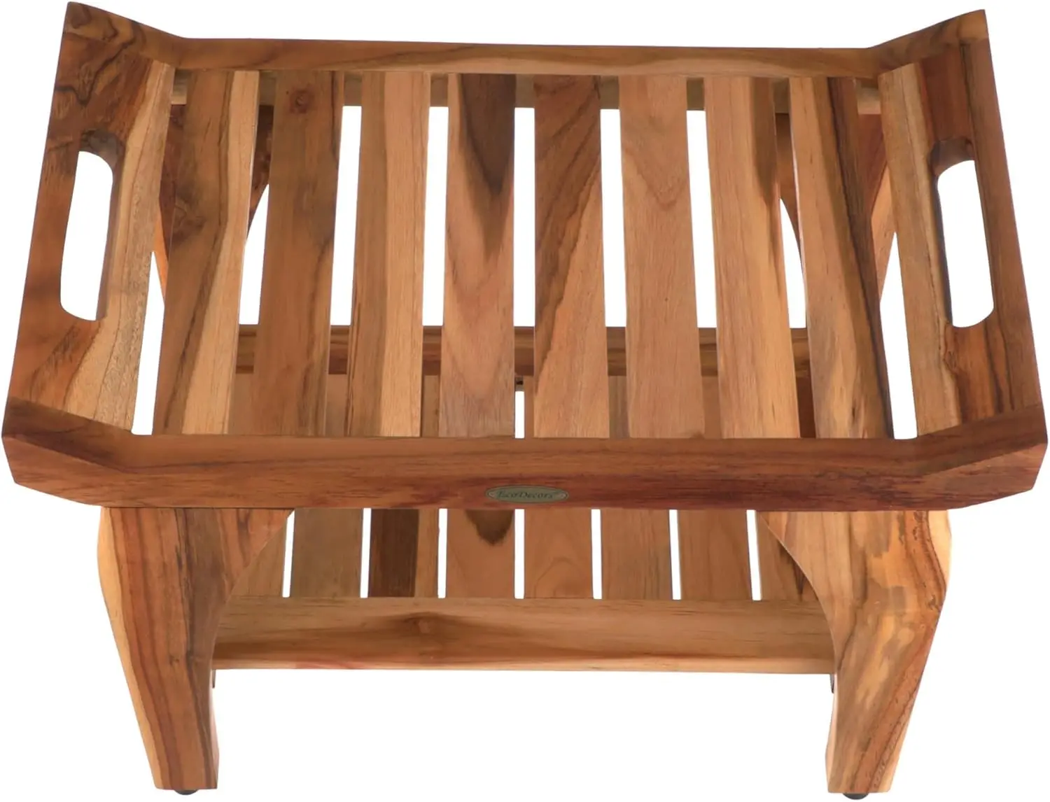 24 inch, Natural Wood, Teak Shower Bench, Shower Stool Wood,  LiftAide Arms, Bathroom Bench Seat, Shower Bench Waterproof 4