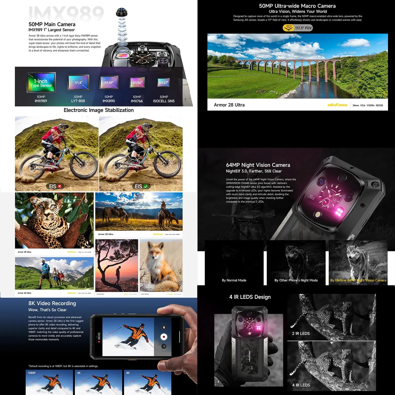 Ulefone Armor 28 Ultra 5G AI Rugged Phone 16GB+1TB Night Vision 10600mAh 6.67" Android14 MediaTek Dimensity 9300+ NFC Smartphone