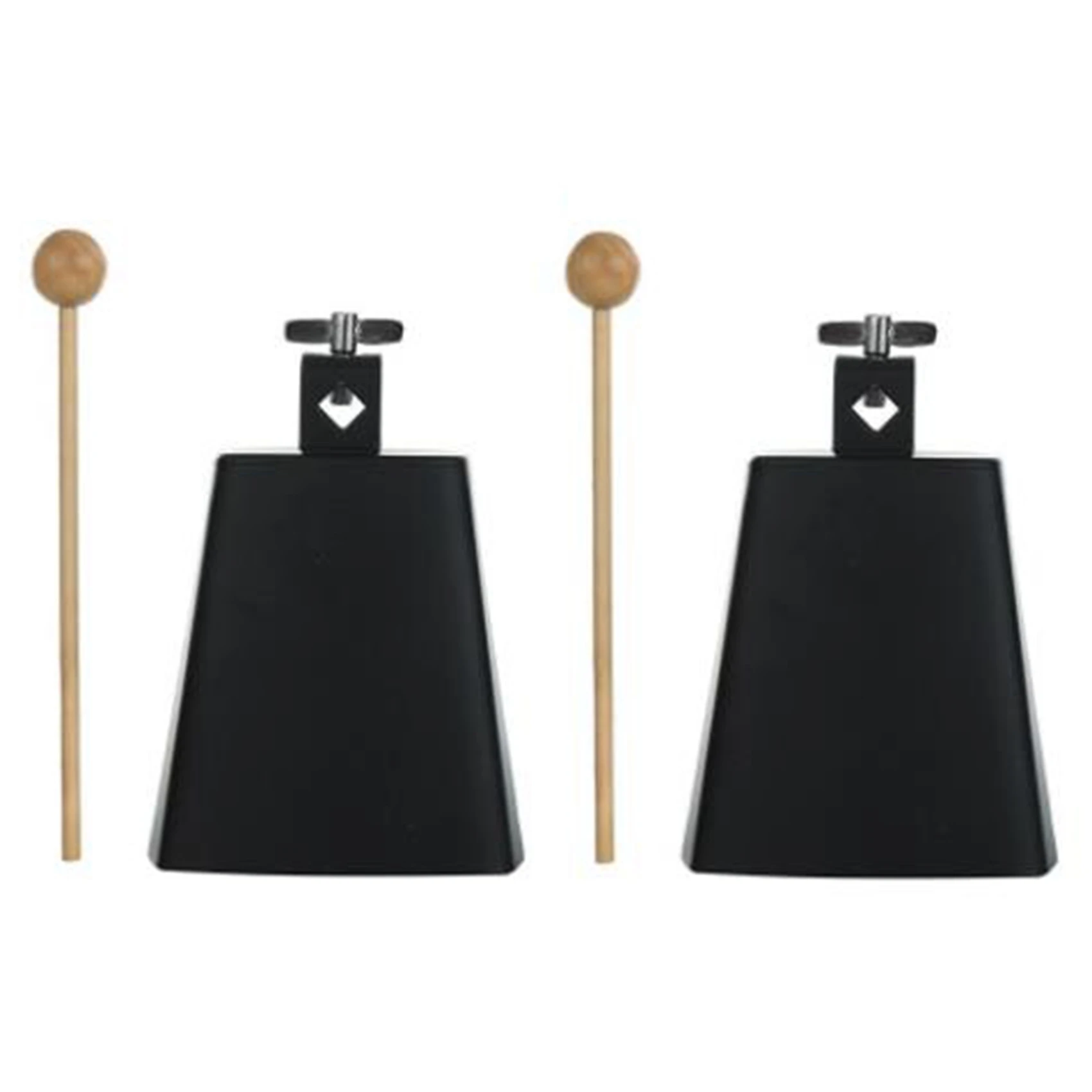 

2Pcs 5 Inch Cow Bell Noise Maker Cowbell Percussion Instrument with Handle Stick for Drum Set Kit