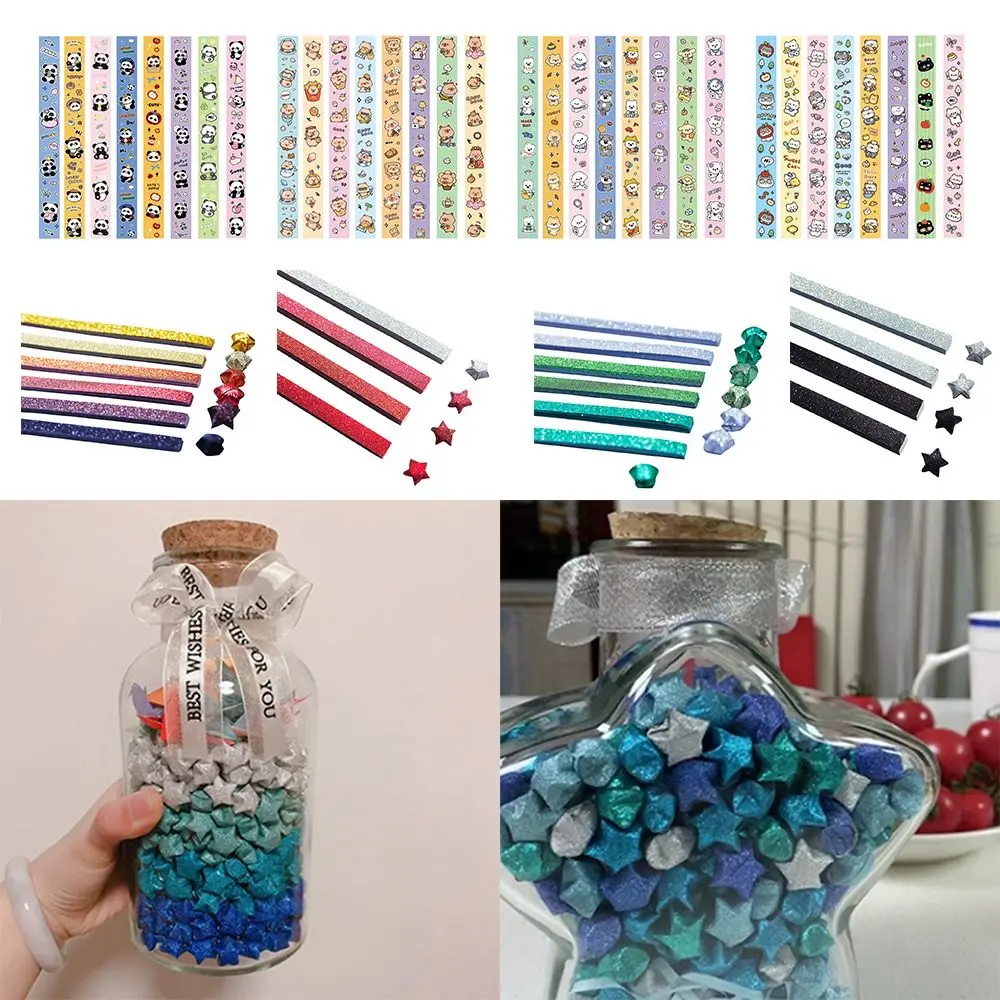 540 Sheets Colorful Star Origami Paper Cartoon Art Craft Lucky Star Origami Best Wishes Single Sided Scrapbooking