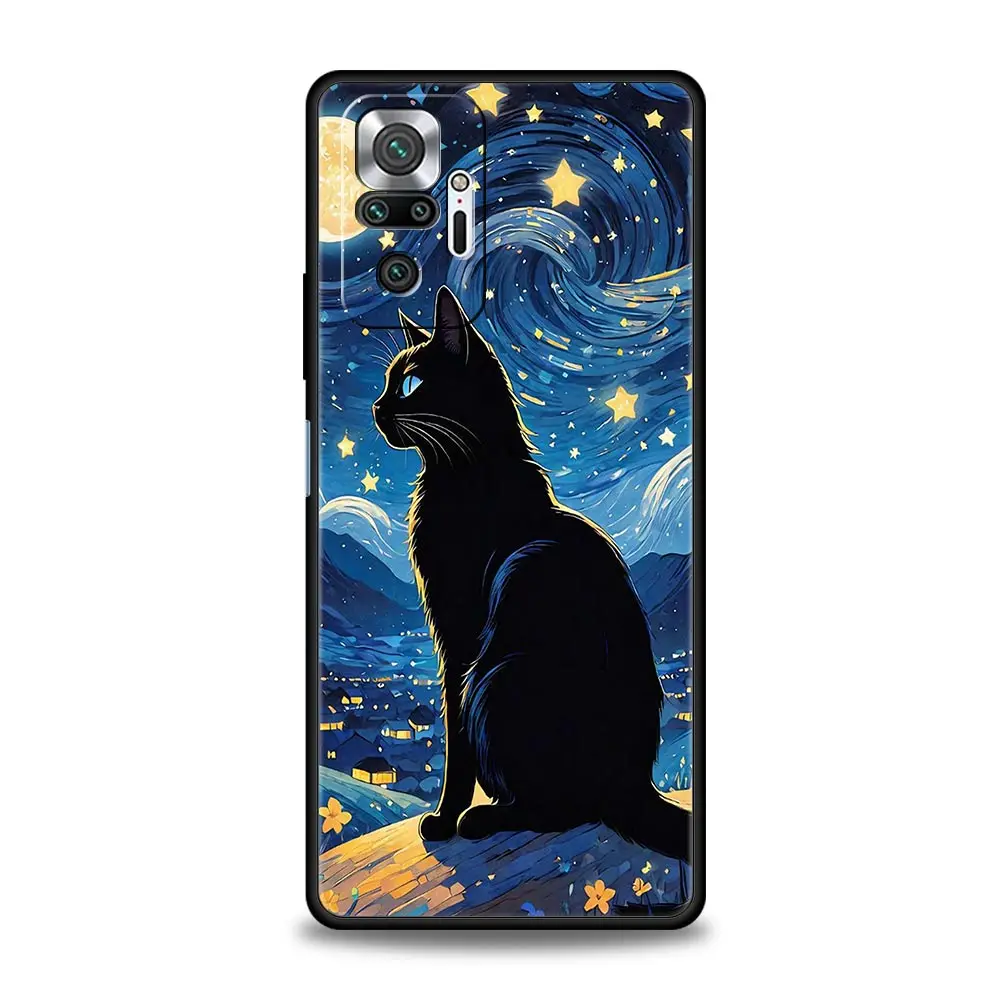 Van Gogh Starry Sky Cat Soft TPU Phone Case