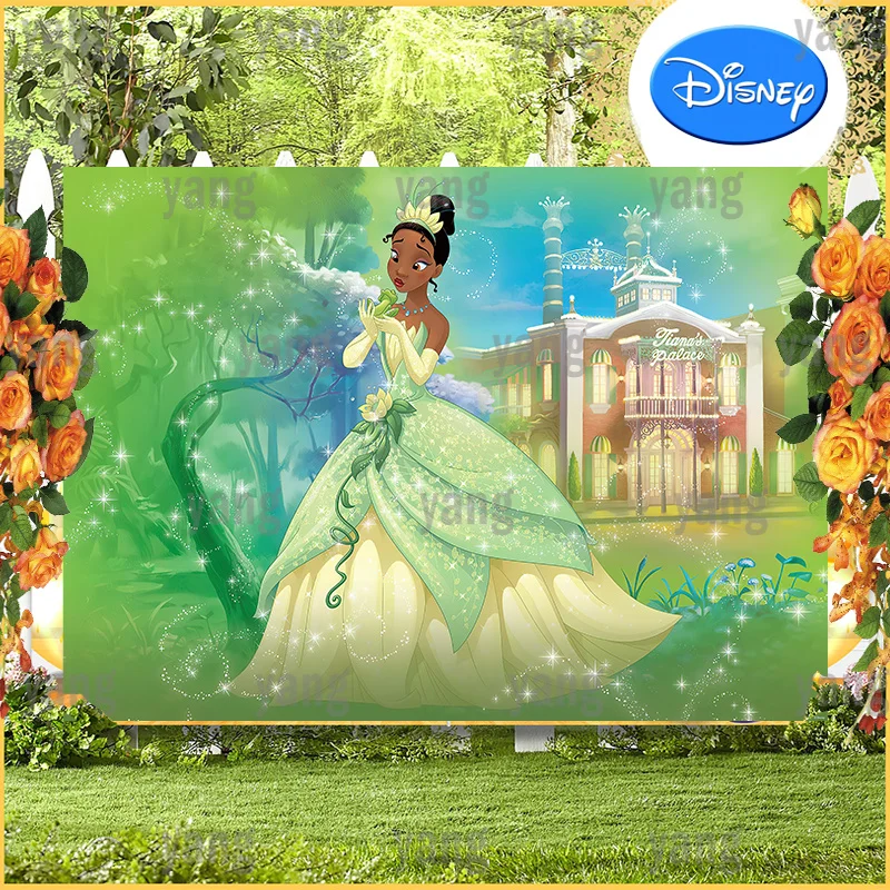 Disney Warm Wedding Fondale Lovely Baby Shower Princess Tiana And The Frog Girl Forest Castle Birthday Party Banner Background