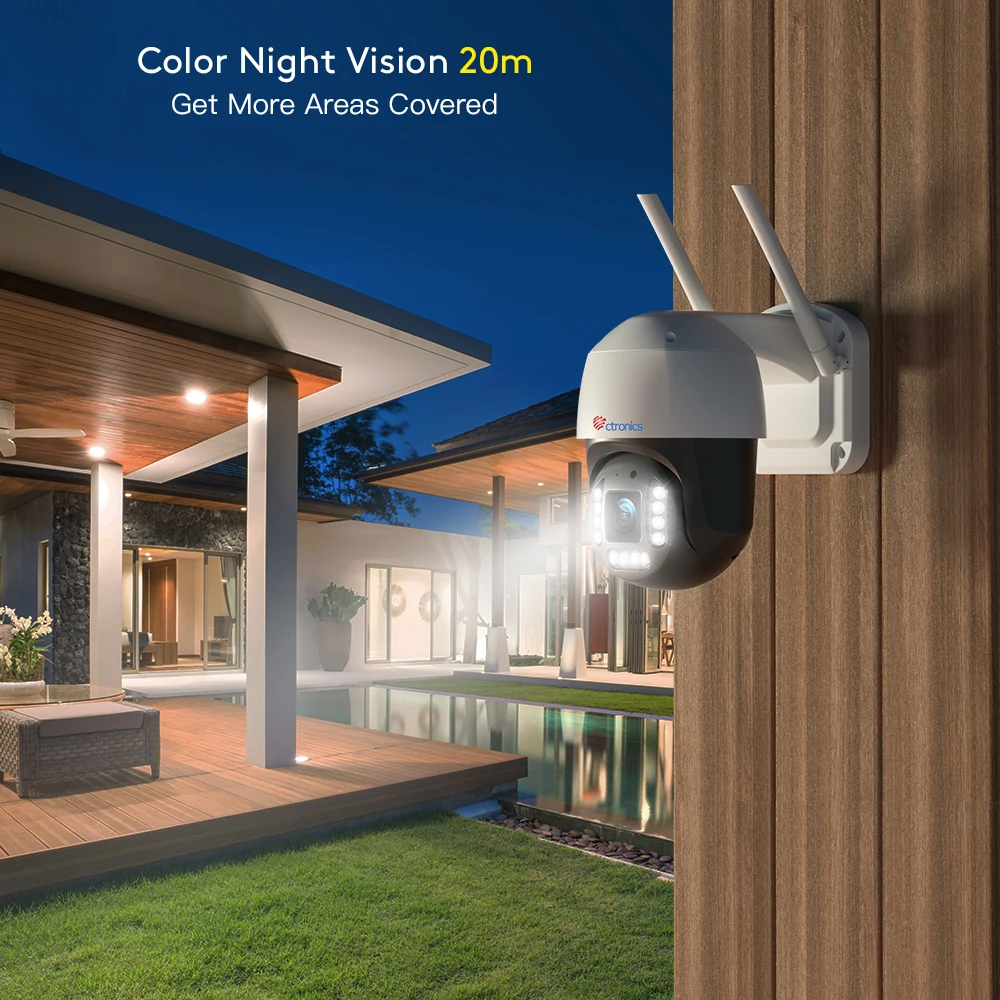 Videocamera 4G LTE Ctronics 2K PTZ – Senza WiFi, Rilevamento AI E Tracciamento Automatico, IP66