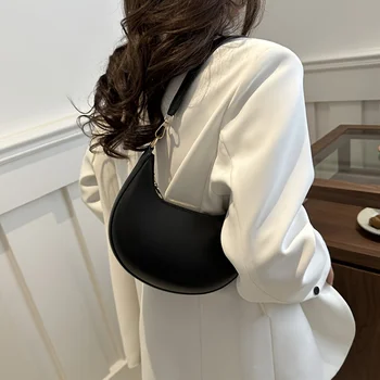 حقيبة بيسبول عصرية جديدة على شكل قمر، تظهر فاخرًا، حقيبة كتف نسائية مفردة 6