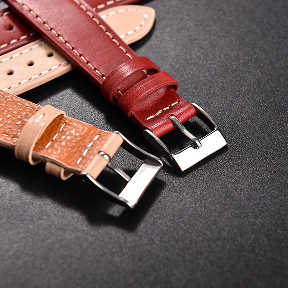 Elegant Leather Watch Strap with Exquisite Stitching - Skin-Friendly and Supple Unisex Replacement Band