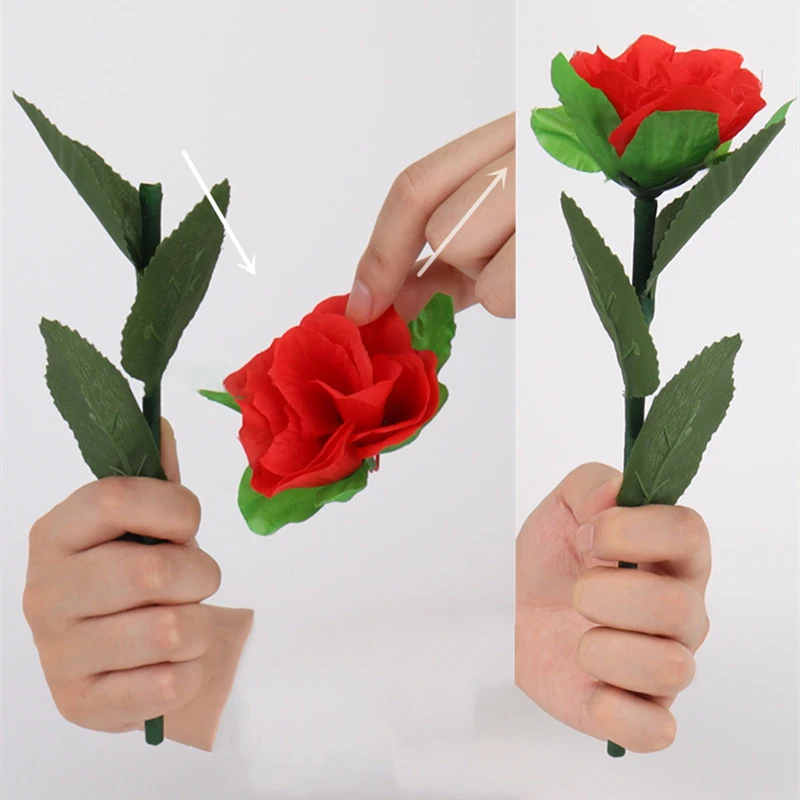

Romanric Folding Appearing Rose Flower Magic Tricks Professional Street Magician Prop Illusion Satge Close Up Magic