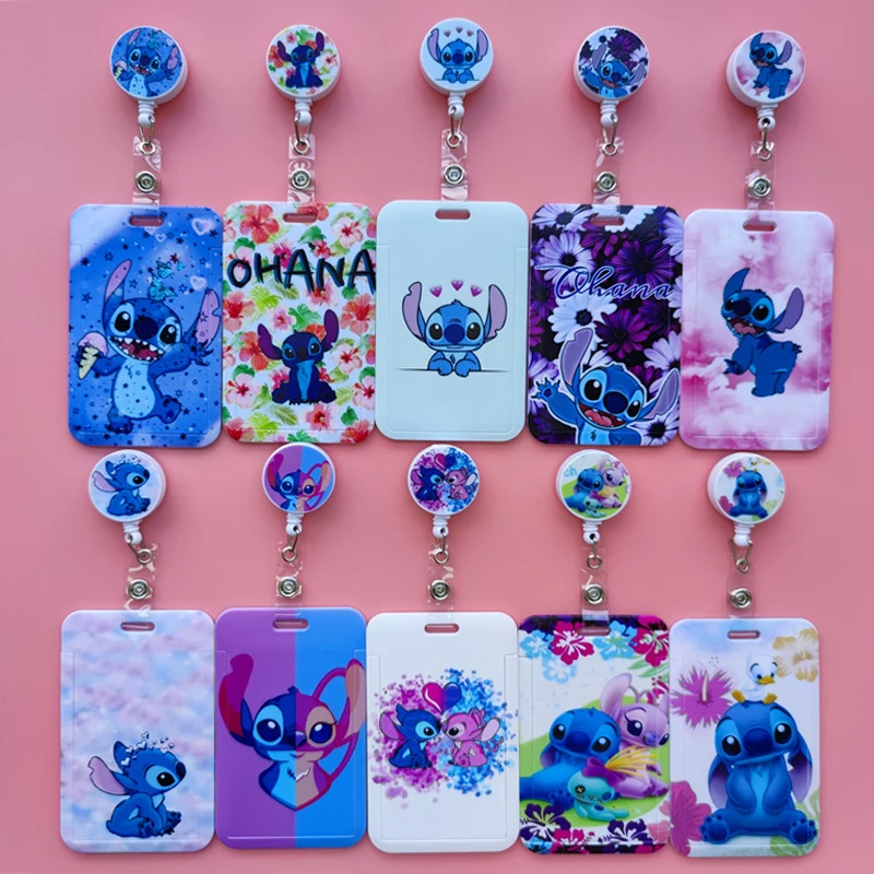 Disney Stitch Card Holder Retractable buckle Business Badge Card Case