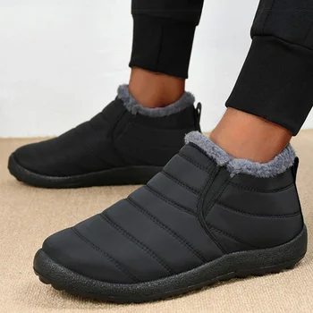 Men's Boots Slip On Winter Shoes For Men Ankle Boots Winter Booties For Men Fur Shoes Waterproof Snow Boots Warm Casual Botas 1