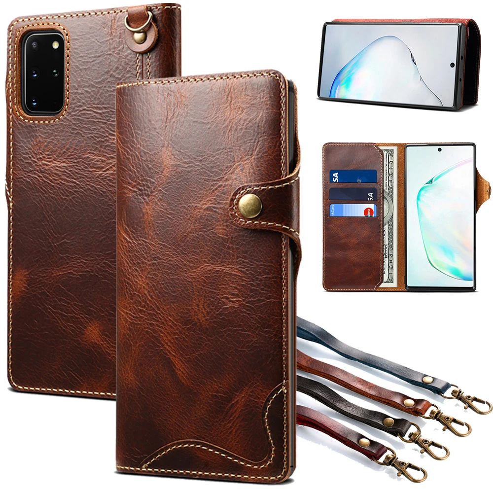

Чехол-книжка из натуральной кожи для Samsung Note 20, 10, S20, S10 Plus
