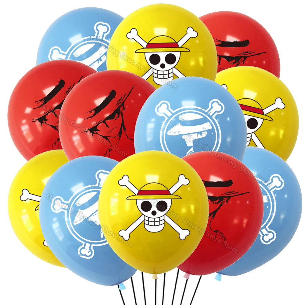 12/24Pcs One Piece Luffy Pirate Flag Latex Ballon Children's