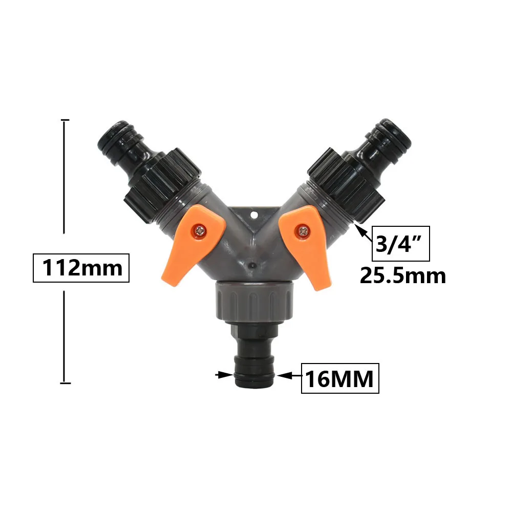 2-way Garden tap water splitter Female 1/2 3/4 garden hose Y splitter watering adjustable switch 1pcs