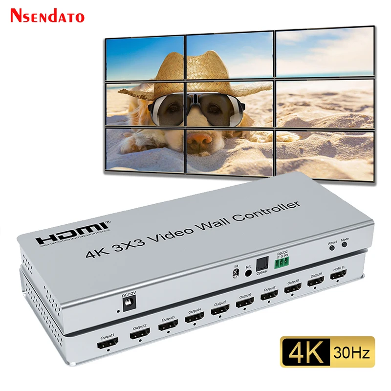4K HDMI Video Wall Controller Display 3x3 1x2 2x1 2x3 2x4 3x4 4x1 4x4 4x2 9 Video Screen HDMI TV Stitching Processor With RS232