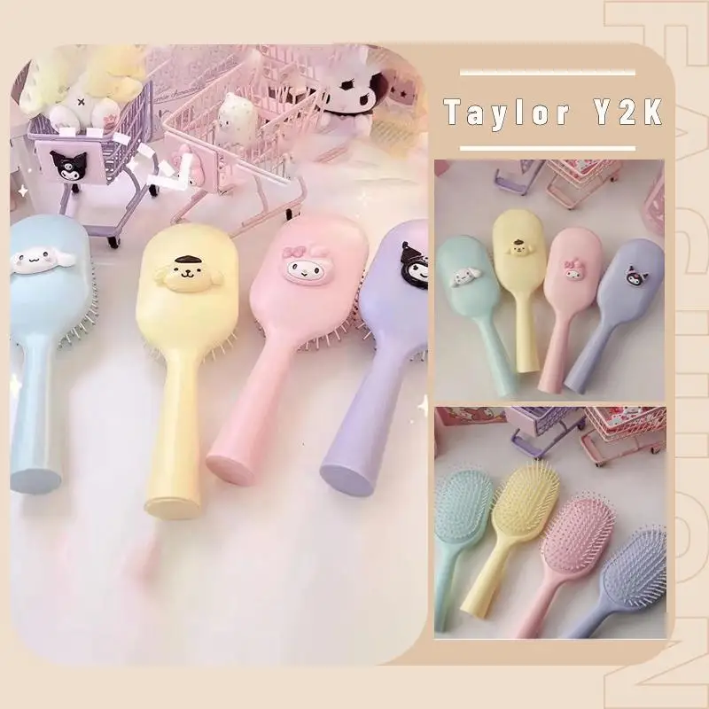 

Sanrio My Melody Airbag Comb Anime Figure Kuromi Cinnamoroll Y2K Girls' Massage Comb Cartoon Student Makron Air Cushion Comb
