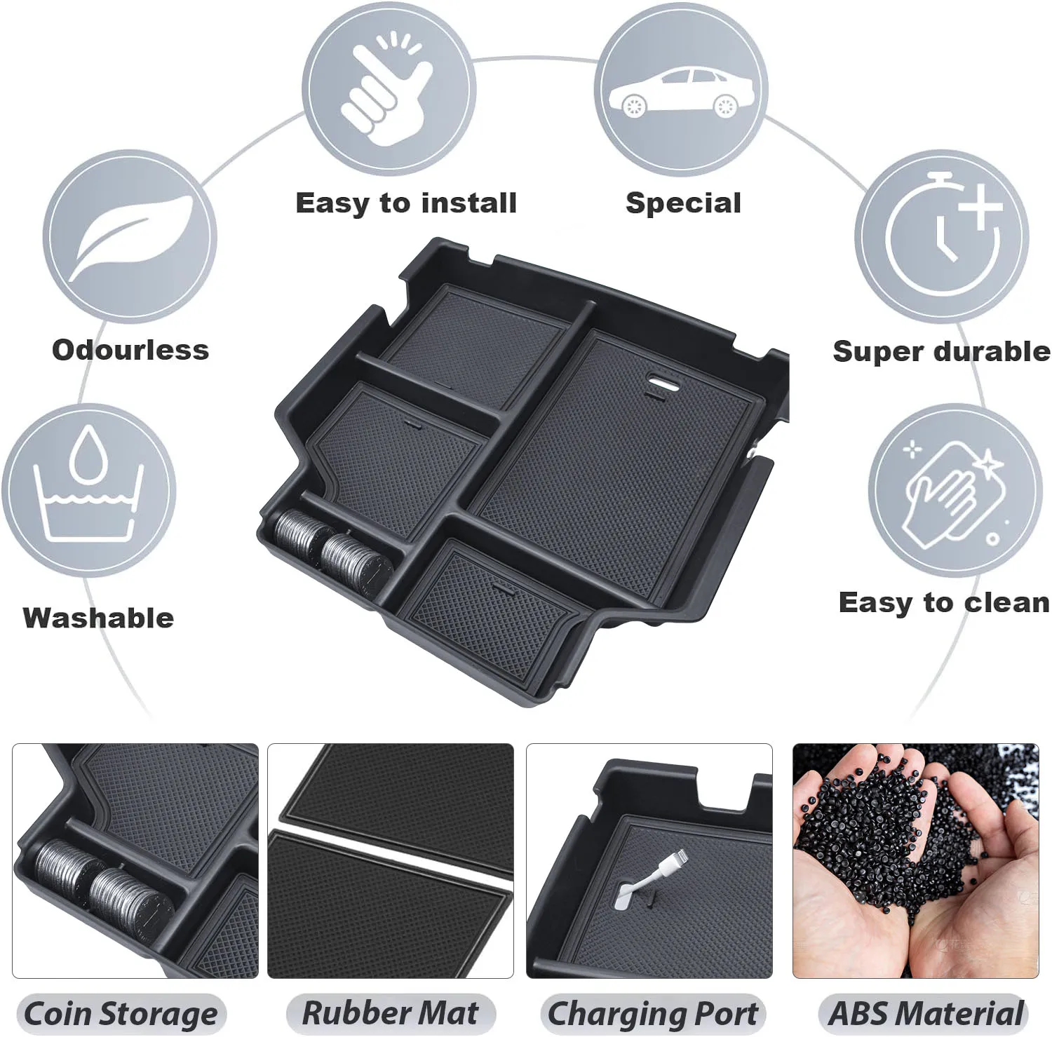 Sixthsmoy Center Console Organizer for 2014-2018 Chevy Silverado 1500 and GMC Sierra 1500 Armrest Storage Box Tray Accessories