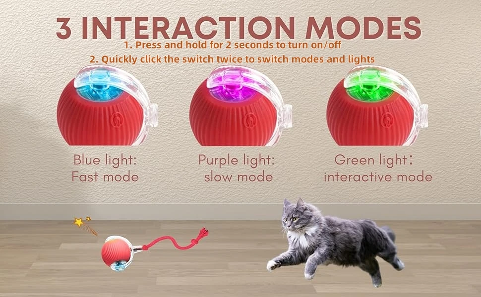 Electric Cat Toy Ball &amp; Dog Toy Ball for Bored Indoor Adult Pets