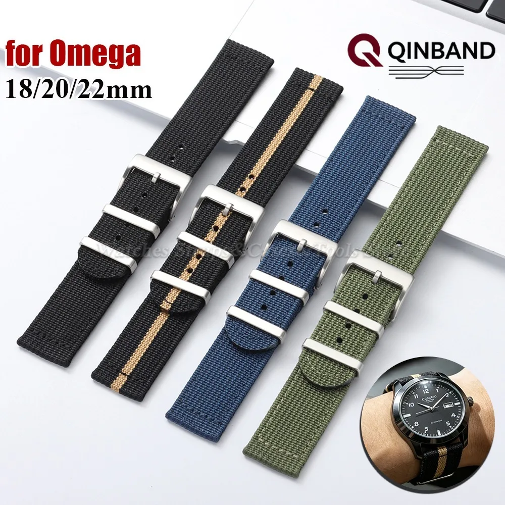 Ribbed Nylon Canvas Watch Strap - Sporty Military Style Universal Bracelet